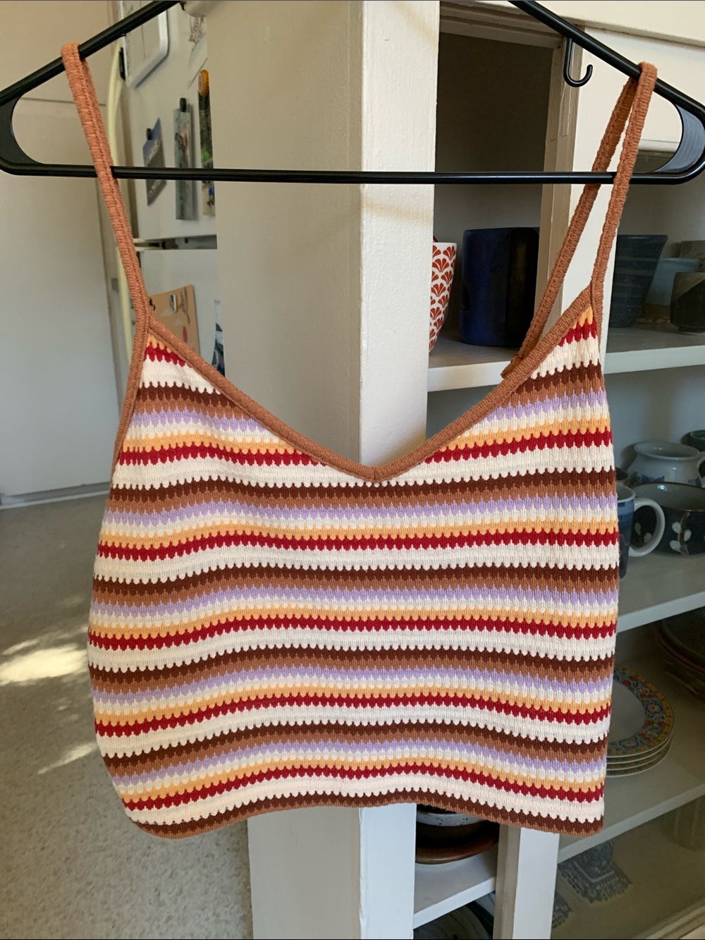 Striped Knit Cropped Tank Top
